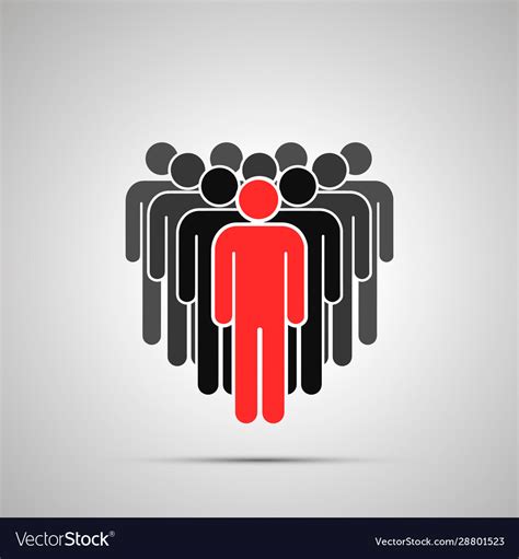 crowd people silhouette  red leader simple vector image