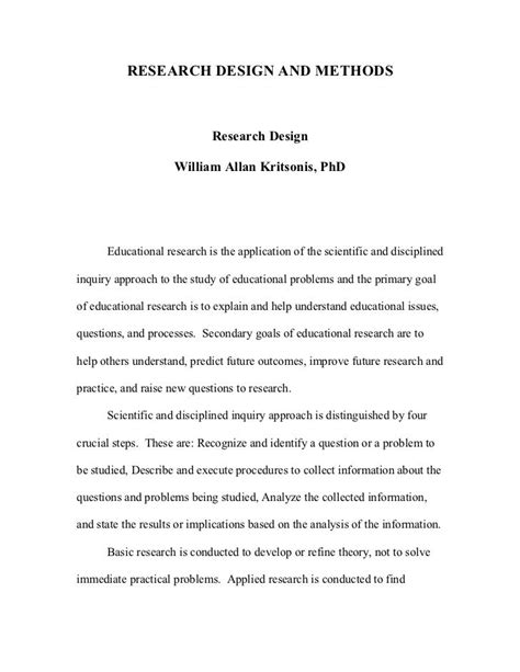 sample research design paper research design