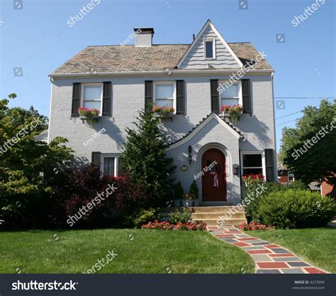 cottage style colonial home  stock photo  shutterstock