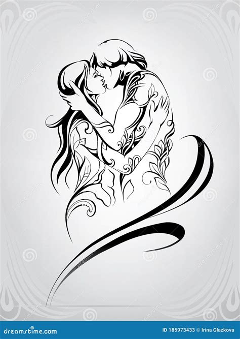 Silhouette Of A Loving Couple Vector Illustration Stock Vector