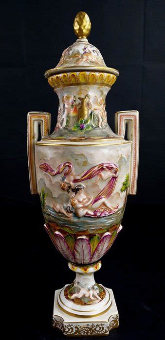 capodimonte large vase  lid  porcelain catawiki