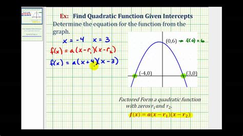 find  quadratic function   intercepts   graph youtube