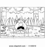 Drowning Quick Sand Coloring Clipart Explorer Cartoon Chubby Thoman Cory Outlined Vector 2021 Clipartof sketch template
