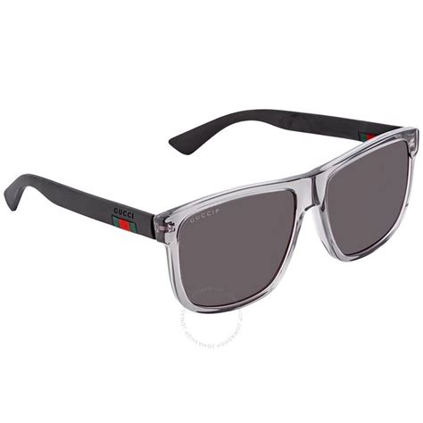 gucci grey rectangular polarized men s sunglasses gg0010s 004 58 in