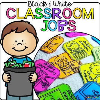classroom jobs  elementary kids printable black white bulletin