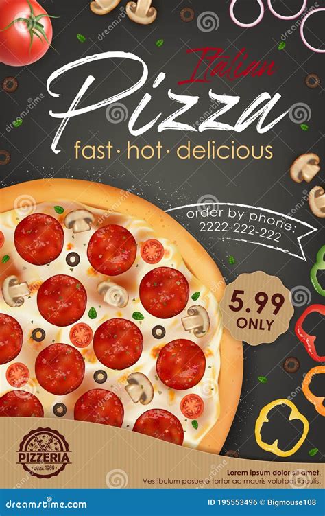 realistic detailed  pizza ads banner concept poster card vector stock vector illustration