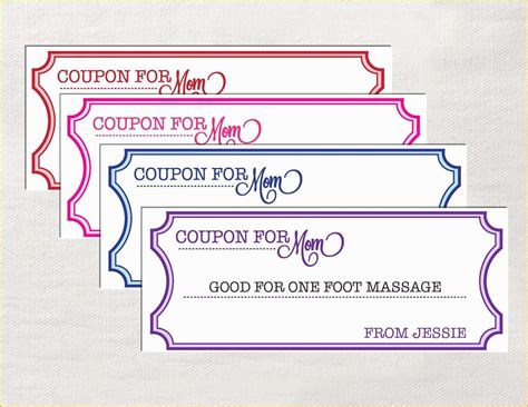 printable coupon templates  colorful  printable iou coupons diy