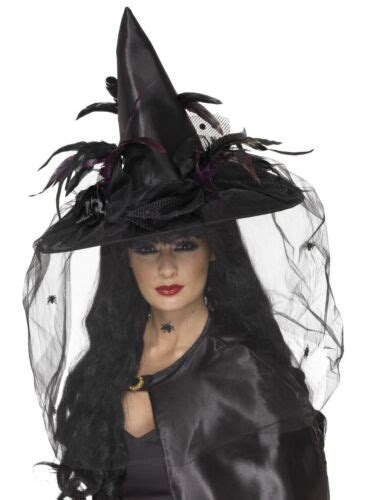 Witches Hat Ladies Deluxe Halloween Witch Fancy Dress Hat Accessory Ebay
