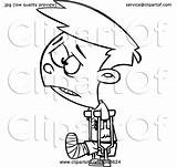 Leg Broken Boy Cartoon Crutches Sad Illustration Using Clipart Toonaday Royalty Lineart Vector Clip sketch template