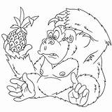 Gorilla Cartoon Coloring sketch template