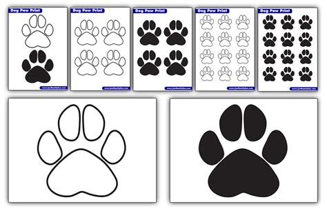printable dog paw print outline  family fun