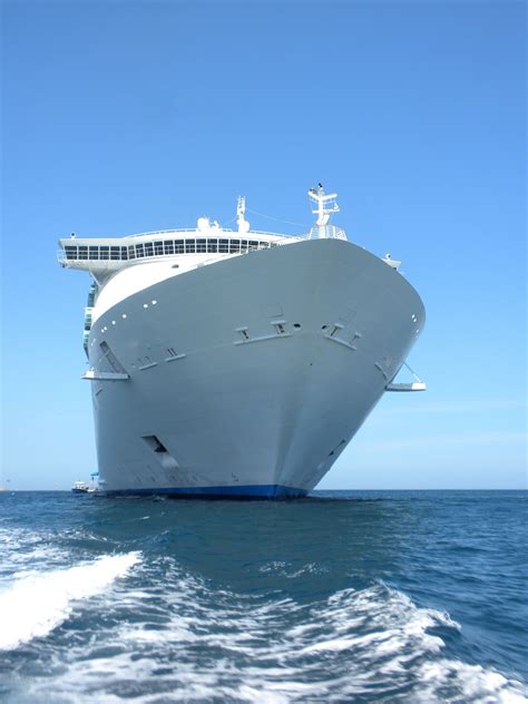 large cruise ship   middle   ocean   sunny day  blue skies