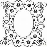 Coloring Pages Frame Flower Mirror Printable Flowers Border Borders Frames Mirrow Medallion Vector Silhouette Color Oval Colouring Getdrawings Scroll Sheets sketch template
