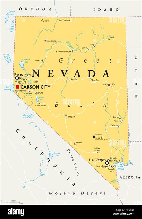 nevada political map  capital carson city state   western