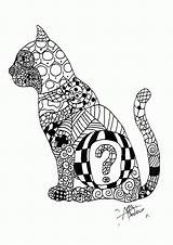 Coloring Zentangle Pages Cat Adults Kids Adult Color Print Animal Printable Detailed Discover Style Pumpkin Pattern Butterflies Kittens Children Popular sketch template