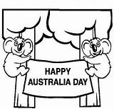 Australia Coloring Pages Say Tree Happy Cute Two Kids Koala Popular sketch template