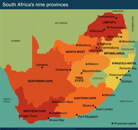 south african map showing provinces calendar