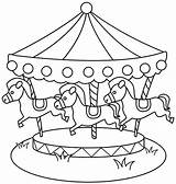 Carousel Coloring Pages Horse Beside Pool Color sketch template