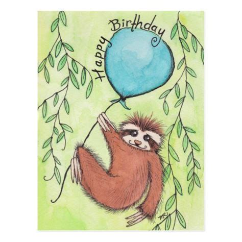 ad cute sloth happy birthday postcard sloth sloths birthday sloth