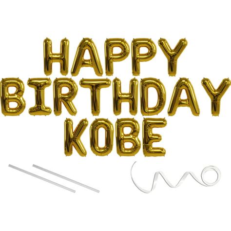 kobe happy birthday mylar balloon banner gold   letters