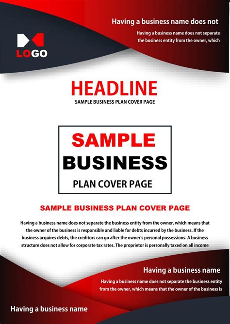 business plan cover page  printable templates
