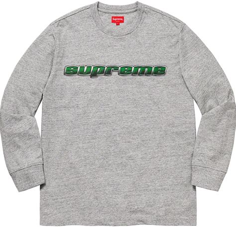 supreme chrome logo ls top heather grey novelship