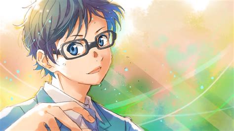 Papel De Parede Ilustração Anime óculos Cabelo Preto Shigatsu Wa
