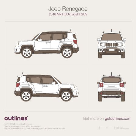 jeep renegade bu facelift suv drawings  vector