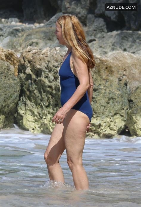 jerry hall emerges from the ocean while on holiday in barbados aznude