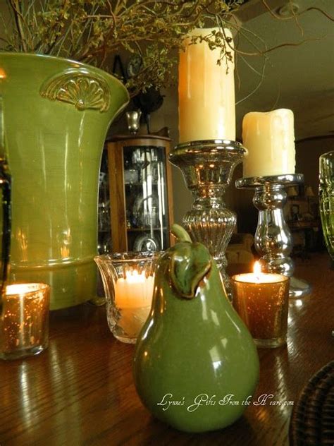 ~ A Green And White Table ~ White Table Table Pillar Candles