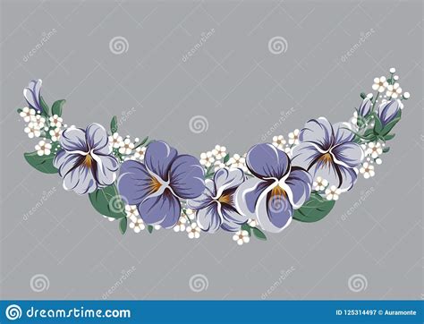 floral frame wreath  viola flowers stock vector