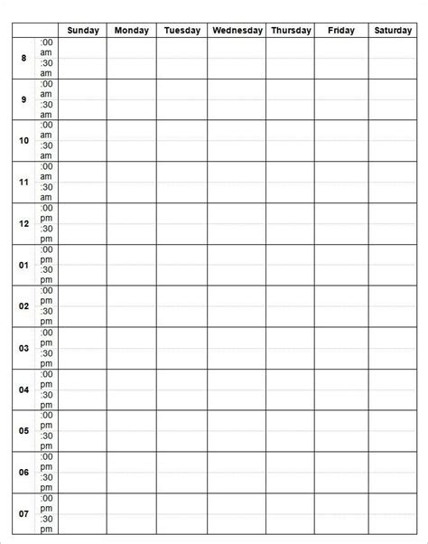 weekly calendar schedule template weeklyplanner calendars template