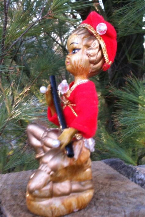 elf playing flute figurine vintage 1950 s made in hong by goatcart