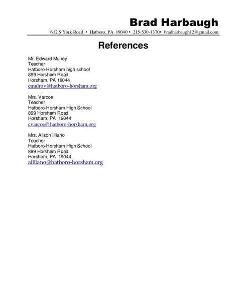 resume examples references resume examples reference page