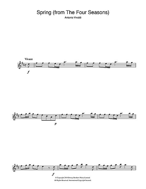 Spring From The Four Seasons Sheet Music By Antonio