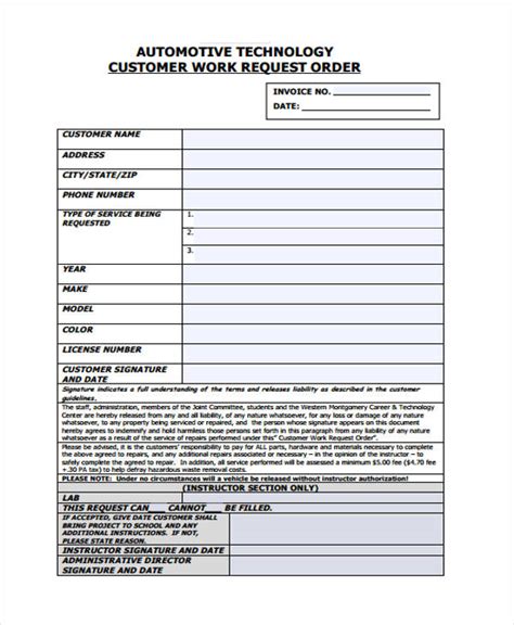work order templates  apple pages