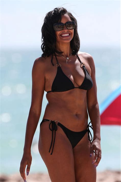Claudia Jordan In A Black Triangle Top Bikini Miami