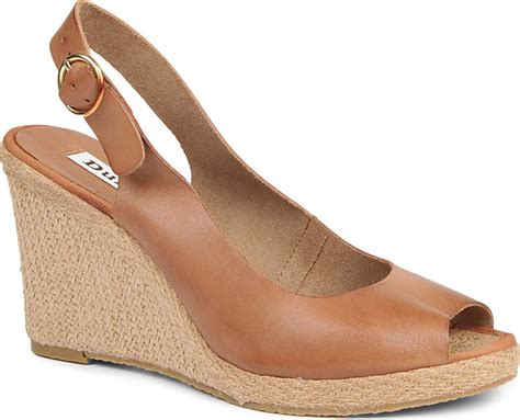 Dune Gleeful Leather Wedge Sandals For Women In Brown Tan Brown Lyst