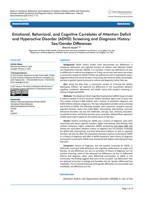 pdf emotional behavioral and cognitive correlates of attention