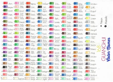 guanghui  set normal  watercolor color chart  names cose