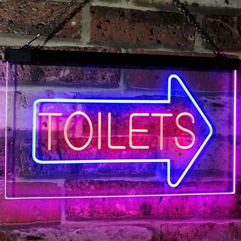 toilet arrow washroom restroom bar decor dual color led neon sign st6
