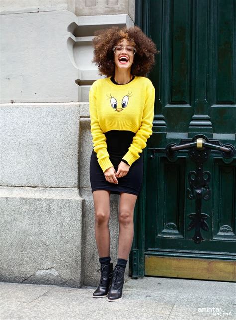 looney tunes top cute street style afro hair curly hair black women fall outfit inspiration