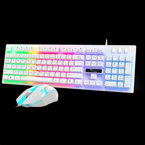 gaming keyboard  mouse combo rgb rainbow led backlit keyboard pc