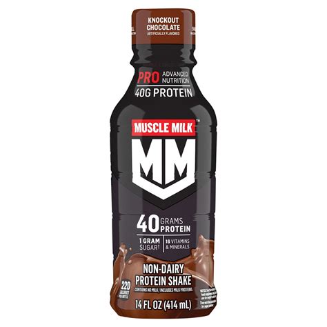 muscle milk pro series  knockout chocolate ready  drink mega protein shake shop diet