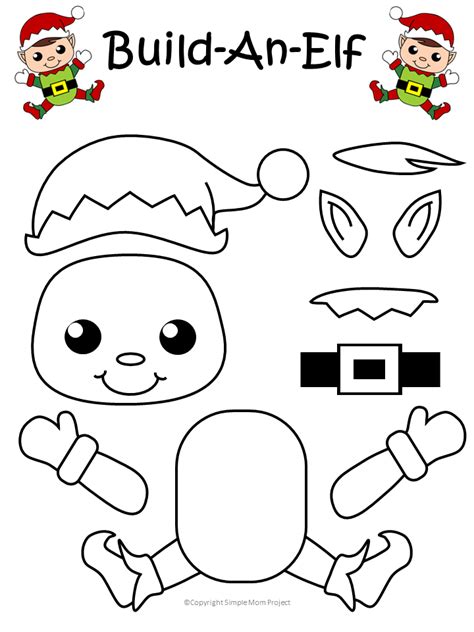 printable snowman craft   template elf crafts christmas