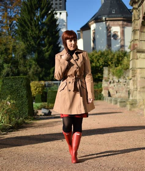 thelifbissue  wearing  asos trenchcoat  plaid skirt  hunter wellies country fashion