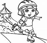 Coloring Dora Cartoon Skate Adventure Wecoloringpage Explorer Pages sketch template
