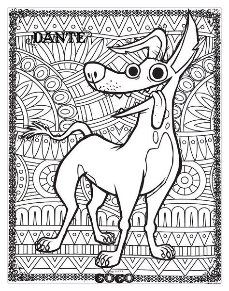 coco coloring pages dog dante  adults  printable coloring pages