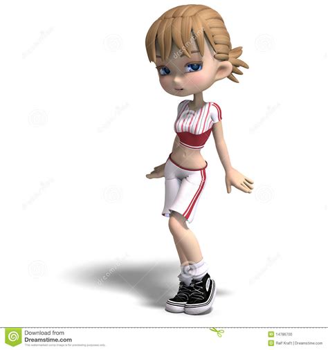 Sweet Little Toon Girl In Short Trousers 3d Stock