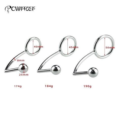 good quality stainless steel metal anal hook with penis ring for male